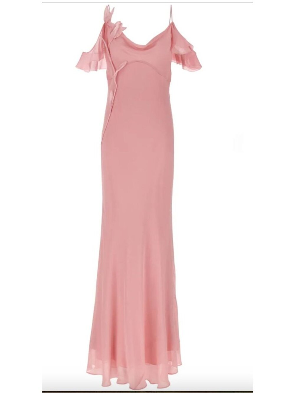Self-Portrait $615 Georgette Flower Maxi Dress Size 6 US Slip Y2K Ruffle - Picture 9 of 9